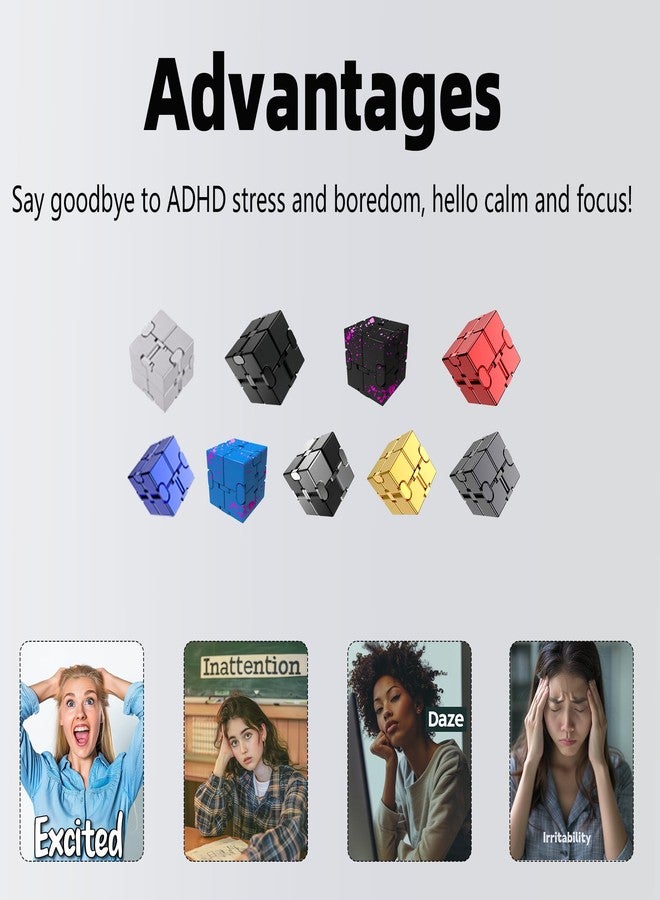 oiikain Metal Infinity Cube Fidget Toy - Aluminum Alloy Anti-Stress and Anxiety Finger Flip Cube for Adults, Men, and Women, Ideal Desk Toy for Work or Home - Infinity Cube Desk Toy (Black) - Image 5